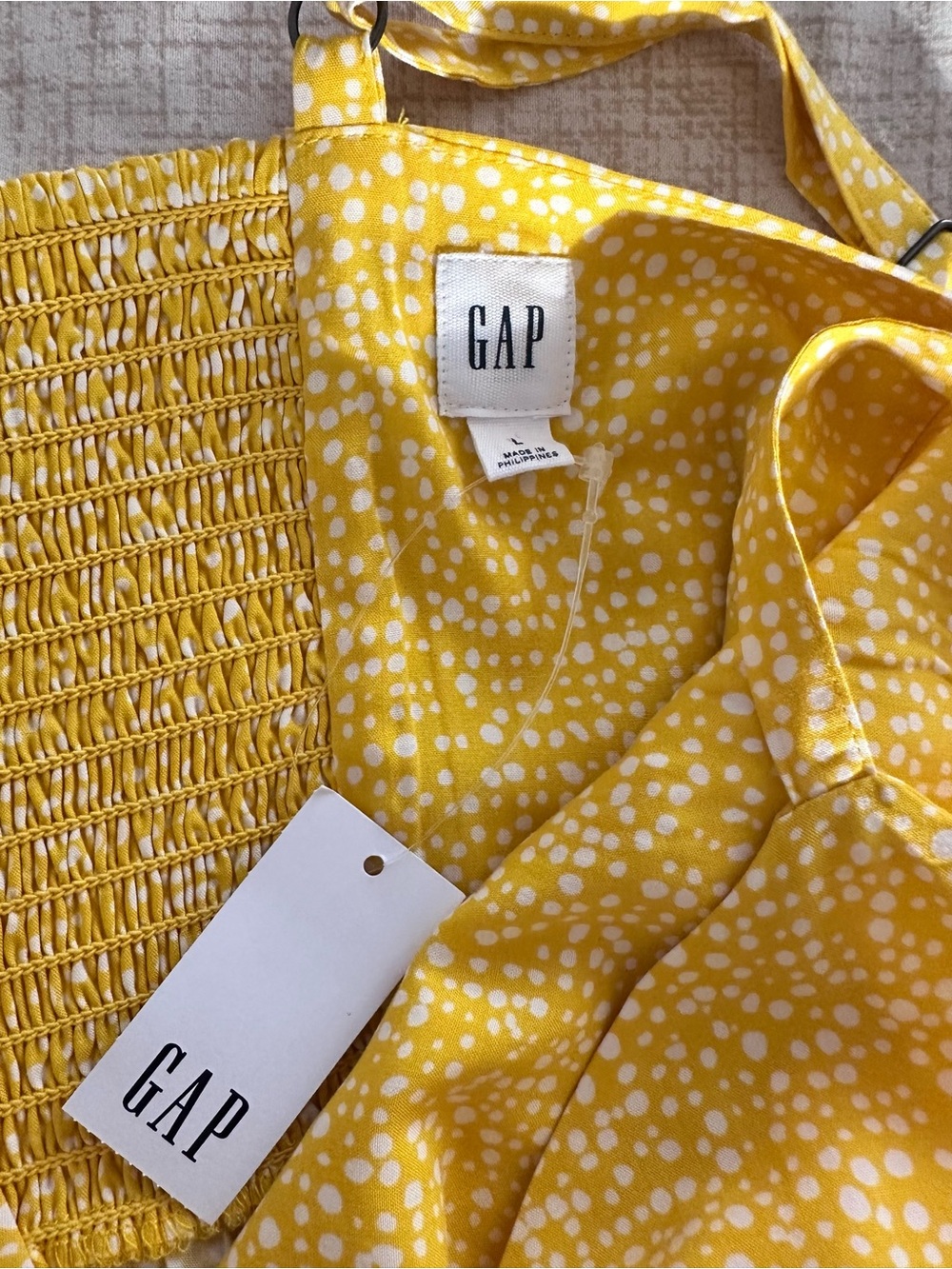 Gap Yellow Spaghetti Strap Midi Dress Size Large - Picture 6 of 8